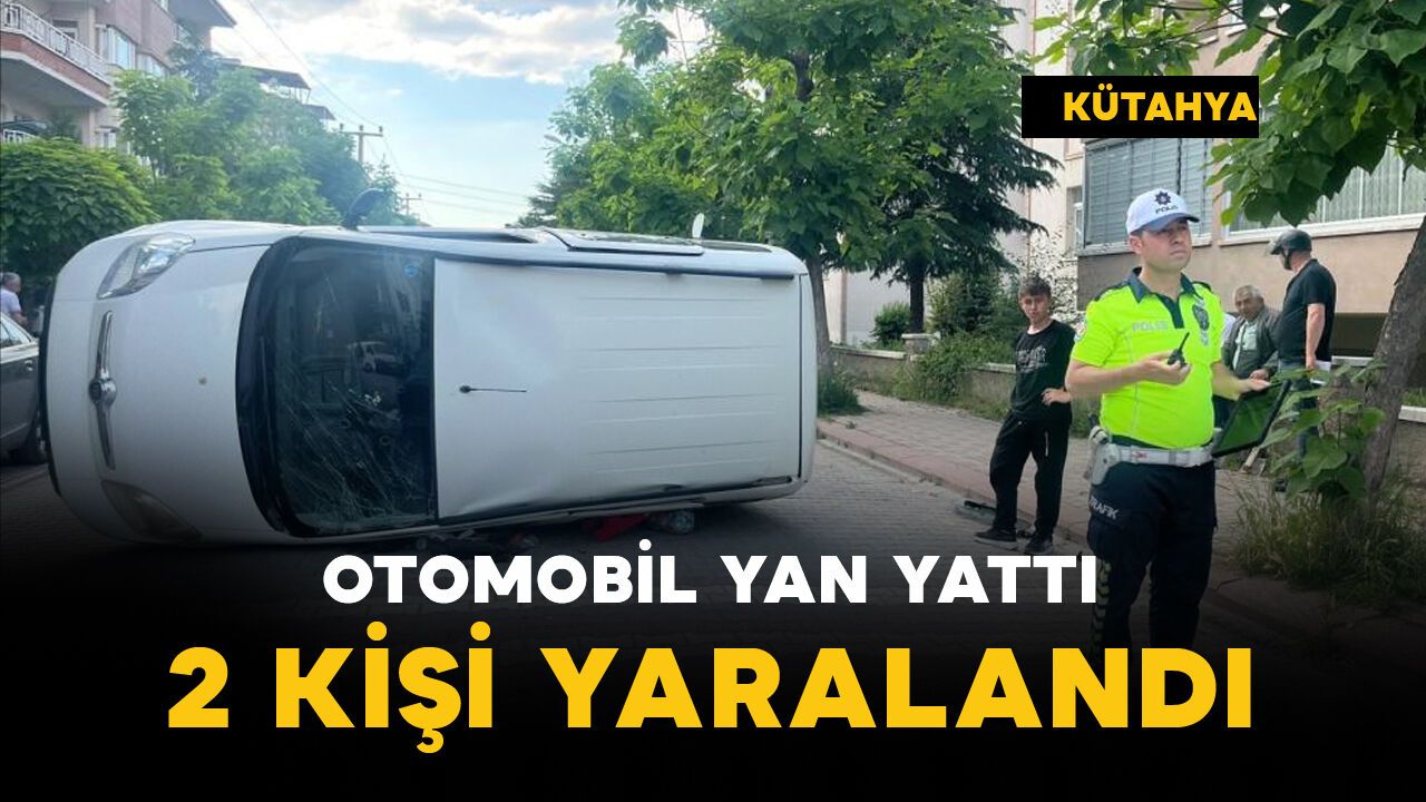 Kazada otomobil yan yattı: 2 yaralı