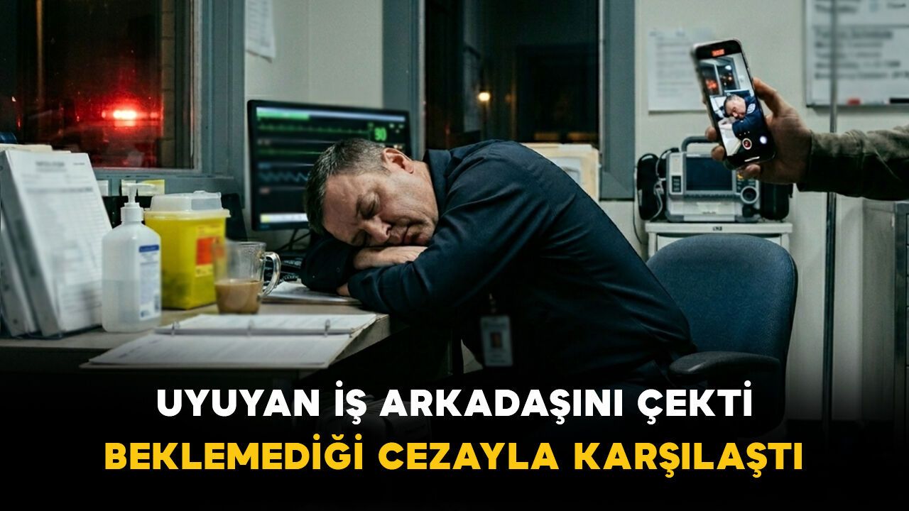 Uyuyan iş arkadaşını çekti: Beklemediği cezayla karşılaştı