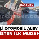 Karaman'da otomobil yangınına polisten ilk müdahale