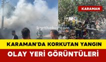 Karaman'da mahallede korkutan yangın... Olay yeri görüntüleri