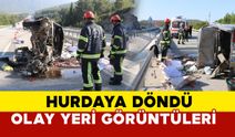 Denizli’de hurda yüklü araç hurdaya döndü: olay yeri görüntüleri