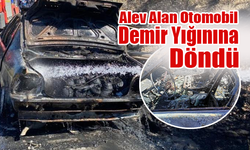 Karaman’da Alev Alan Otomobil Demir Yığınına Döndü