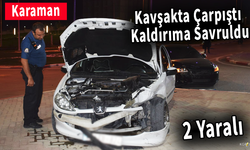 Kavşakta Çarpıştı Kaldırıma Savruldu: 2 Yaralı