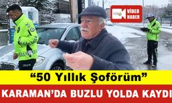Karaman'da Buzlu Yolda Kayan Otomobil Kaza Yaptı