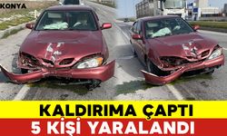 Konya'da Otomobil Kaldırıma Çarptı: 5 Yaralı