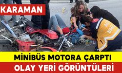 Karaman'da Minibüs Motora Arkadan Çarptı