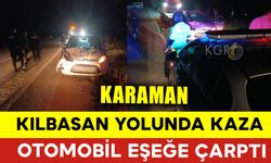 Karaman'da Otomobil Eşeğe Çarptı