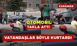 Takla Atan Araçtan Sürücü Vatandaşların Yardımıyla Çıkarıldı