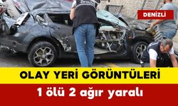 1 kişinin öldüğü 2 kişinin ağır yaralandığı kazada olay yeri görüntüleri