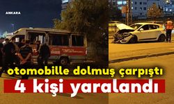 Dolmuşla otomobilin çarpıştığı kazada 4 kişi yaralandı