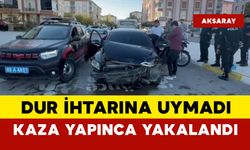 Dur ihtarına uymadı kaza yapınca yakalandı