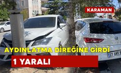 Kadın Şoför Aydınlatma Direğine Girdi: 1 Yaralı