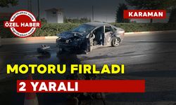 Kaza yapan otomobilin motoru fırladı: 2 yaralı