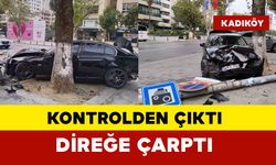 Kontrolden çıktı aydınlatma direğine çarptı