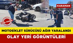 Motosiklet sürücüsü ağır yaralandı: olay yeri görüntüler