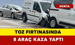 Toz fırtınasında 8 araç kaza yaptı