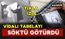 Vidalı tabelayı söken kadın görüntüyü izleyenleri şaşırttı