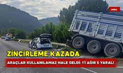 Zincirleme kazada araçlar kullanılamaz hale geldi: 1'i ağır 5 yaralı