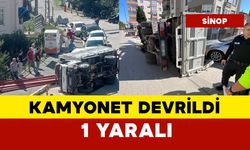 Demir yüklü kamyonet devrildi: 1 yaralı