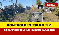 Kontrolden çıkan tır şarampole devrildi, sürücü yaralandı