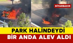 Park halindeki araç alevlere teslim oldu