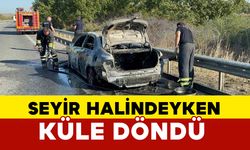 Seyir halindeki otomobil yanarak küle döndü