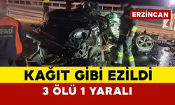 Tırla çarpışan otomobil kağıt gibi ezildi: 3 ölü 1 yaralı