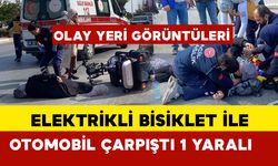 3 tekerlekli Elektrikli bisiklet ve otomobil çarpıştı: OLAY YERİ GÖRÜNTÜLERİ