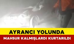 Ayrancı'da tipide yolda mahsur kalan iki aile kurtarıldı