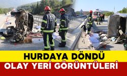 Denizli’de hurda yüklü araç hurdaya döndü: olay yeri görüntüleri