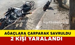 Karaman’da kontrolden çıkan motosiklet ağaçlara çarparak savruldu: 2 yaralı