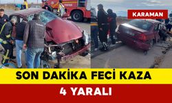 Karaman'da Otomobil Römorka Çarptı: 4 Yaralı