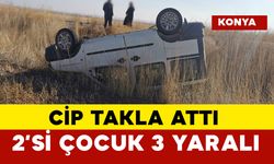 Konya'da Araç Takla Attı: 2'si Çocuk 3 Yaralı