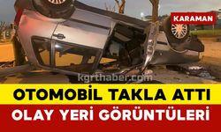 Otomobil takla attı olay yeri görüntüleri