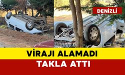 Takla attı şarampole yuvarlandı: 2 yaralı