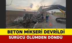 Adıyaman'da beton mikseri devrildi, sürücü ölümden döndü