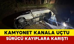 Aydın'da kamyonet su kanalına uçtu