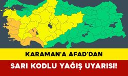 Karaman'a AFAD’dan sarı kodlu yağış uyarısı!