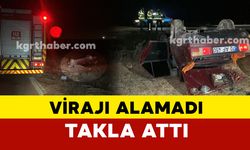 Karaman'da virajı alamayan otomobil şarampole takla attı: 1 yaralı