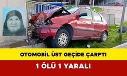 Otomobil üst geçide çarptı: 1 ölü, 1 yaralı