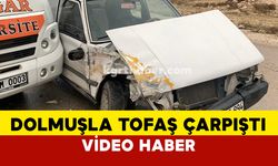 (VİDEO EKLENDİ) Karaman’da dolmuşla Tofaş çarpıştı: 1 yaralı