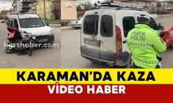 (VİDEO EKLENDİ) Karaman’da hafif ticari araçla çarpışan motokurye ölümden döndü