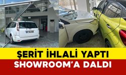 Antalya Alanya’da Şerit İhlali Yapan Araç Showrooma Girdi