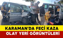 (FOTO EKLENDİ) Karaman’da kontrolden çıkan hafif ticari araç ağaca çarparak durabildi: 2 yaralı