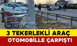 Karaman'da 3 tekerlekli ile otomobil çarpıştı