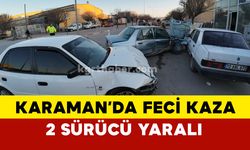 Karaman’da sanayide kaza: 2 otomobil çarpıştı, 2 yaralı