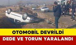 Otomobil Devrildi: Dede ve Torunu Yaralandı