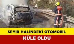 Seyir Halindeki Otomobil Alev Aldı Araç Kül Oldu