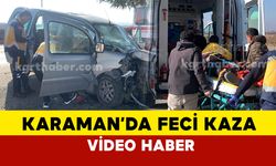 (VİDEO EKLENDİ) Karaman’da kontrolden çıkan hafif ticari araç ağaca çarparak durabildi: 2 yaralı