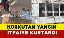 Karaman’da apartmanda çıkan yangında mahsur kalan 2 kişiyi itfaiye kurtardı